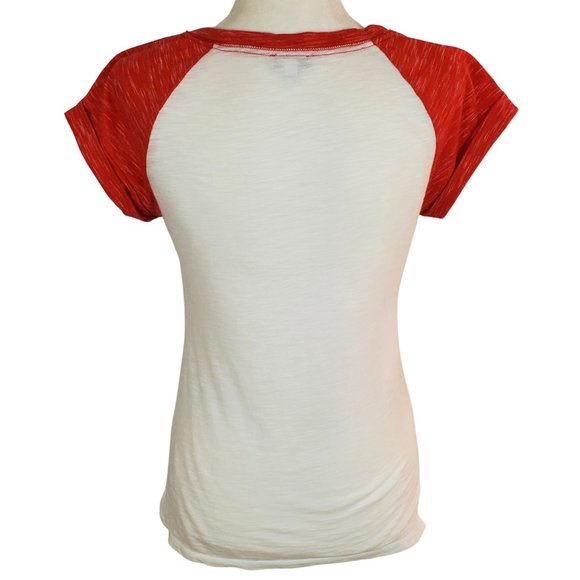 Express NWOT Women's Red Short Sleeve Raglan Baseball Tee XS - Picture 3 of 10